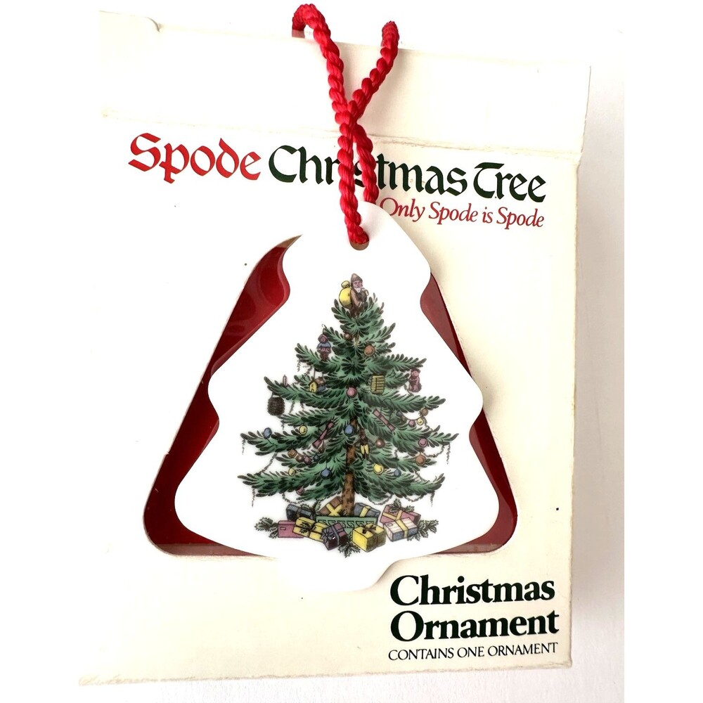 Vtg Spode England China Ornament Christmas Tree Holiday Porcelain Flat 3" x 2"